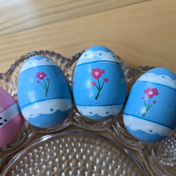 Vintage Lillian Vernon Pastel Hand Painted Wood Easter Eggs| Duck Rabbit - Dozen - Picture 5 of 15
